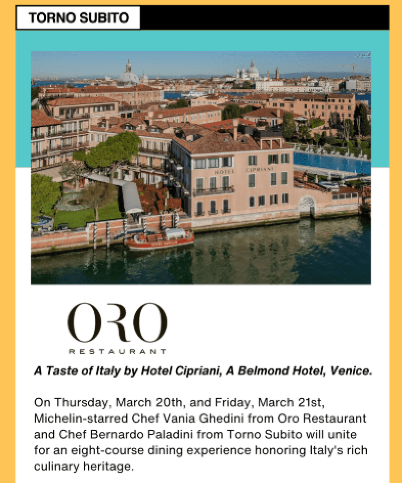 A Taste of Italy at Torno Subito Miami: A Culinary Collaboration Between Torno Subito & Oro by Hotel Cipriani