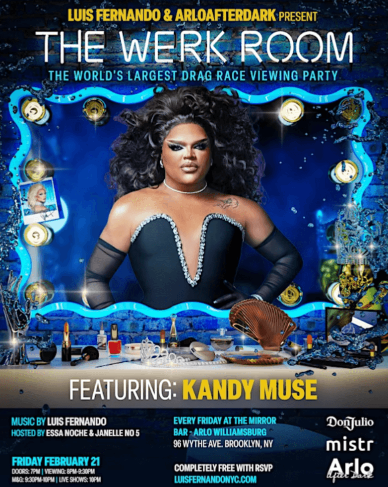 THE WERK ROOM: WORLD'S LARGEST DRAG RACE VIEWING PARTY FEAT KANDY MUSE 